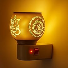 HUISCO™ Glass Kapoor Dani, Electric Camphor Diffuser Ganesh Ji Om Kapoor Burner | Multipurpose Incense Holder |Aroma Dhoop Dani|Camphor Burner Diffuser | Electrical Night Lamp for Home, Office, Temple