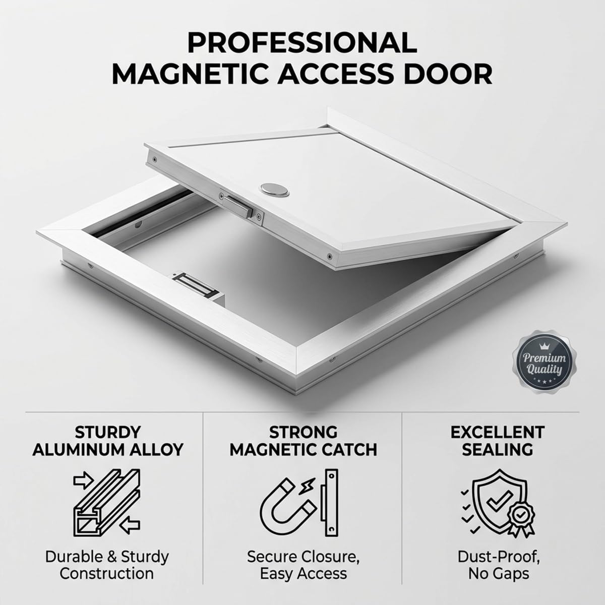 Trampilla de Inspección de Aluminio con Cierre Magnético, Puerta de Revisión Oculta. Panel de Acceso Alicatable para Techo y Pared en Plomería Baño, Montaje Empotrado Fácil.(White,150 x250 mm)