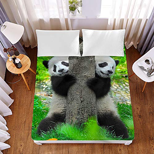 Chickwin 3D Fitted Sheets for Single Double King Bed, Animal Bedding Sheets Deep Pocket 30cm - Premium Microfibre Soft Deluxe Shrinkage Fade Resistant Easy Care (panda,90x200x30cm)