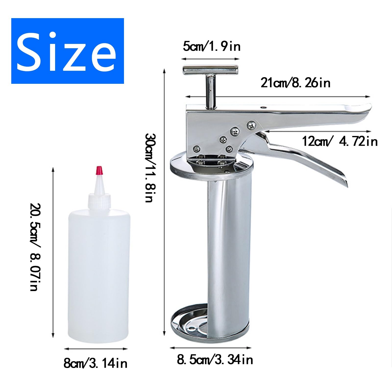 Pistola dispensadora de salsa, contenedor dosificador de acero inoxidable de 650 ml para cocina, ideal para tomate, ensalada y salsas de fresa, fácil de usar y limpiar