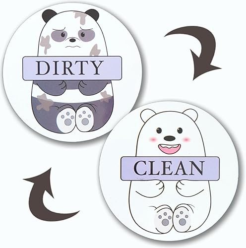 Divertido imán de Panda & Bear para lavavajillas, letrero limpio y sucio, organización y almacenamiento de cocina, imán limpio y sucio para
