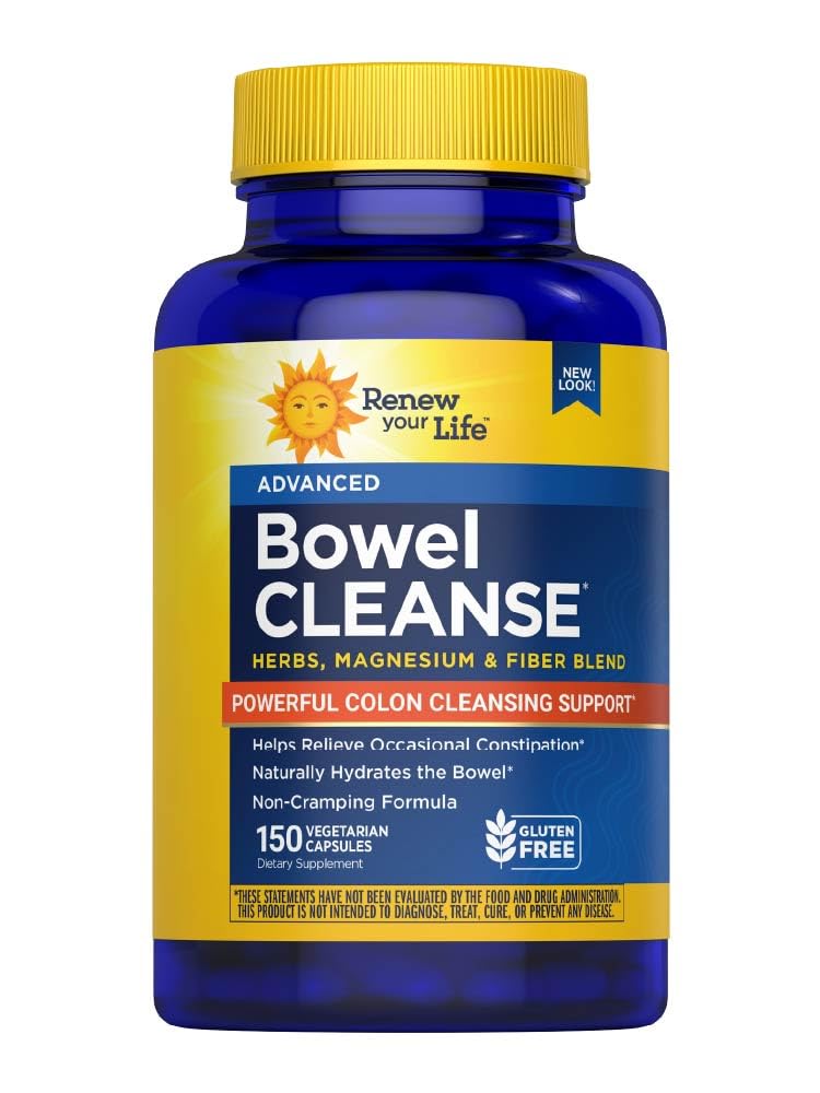 Bowel Cleanse with Herbal, Magnesium and Fiber Blend | Helps Relieve Occasional Constipation | Gluten Free | 150 Vegetarian Capsules