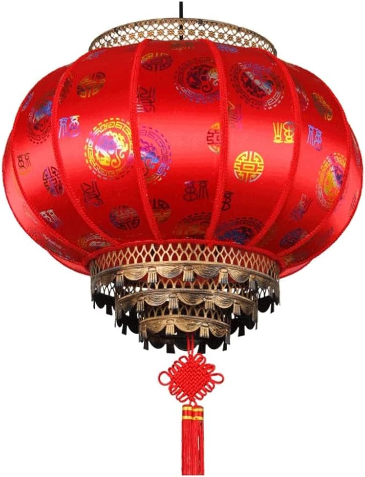 LIOONS Chinese Lanterns, Outdoor Doorway Palace Hanging Lantern, E27 Recessed Ceiling Chinese Chandelier, Paper Lantern Lamp