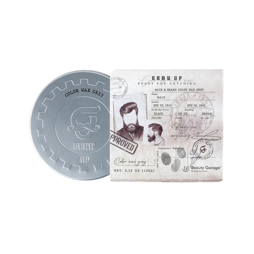 Beauty Garage Gear Up Hair & Beard Grey Color Wax 1-Day Color & Hold | Enriched with Avocado & Olive Oil, 100g-image-30
