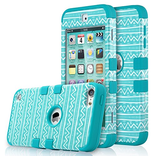 iPod Touch 6 Case,iPod 6 Cases,ULAK Anti Slip Anti-Scratch iPod Touch Case Shockproof Protective Cover with Hybrid High Soft Silicone + Hard PC Case(Wave Pattern/Blue)