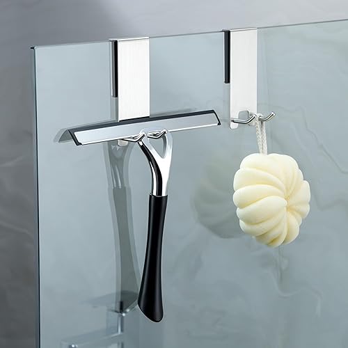 Miniatura 4 de Taozun Ganchos para puerta de ducha  Ganchos para toallas de ducha para baño, puerta de ducha de vidrio sin marco, ganchos para escobilla de ducha