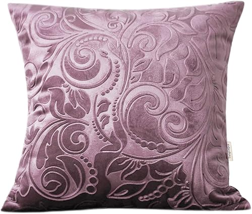 Funda de cojín TangDepot de terciopelo pesado, con relieve, tela de terciopelo floral, anaglifo