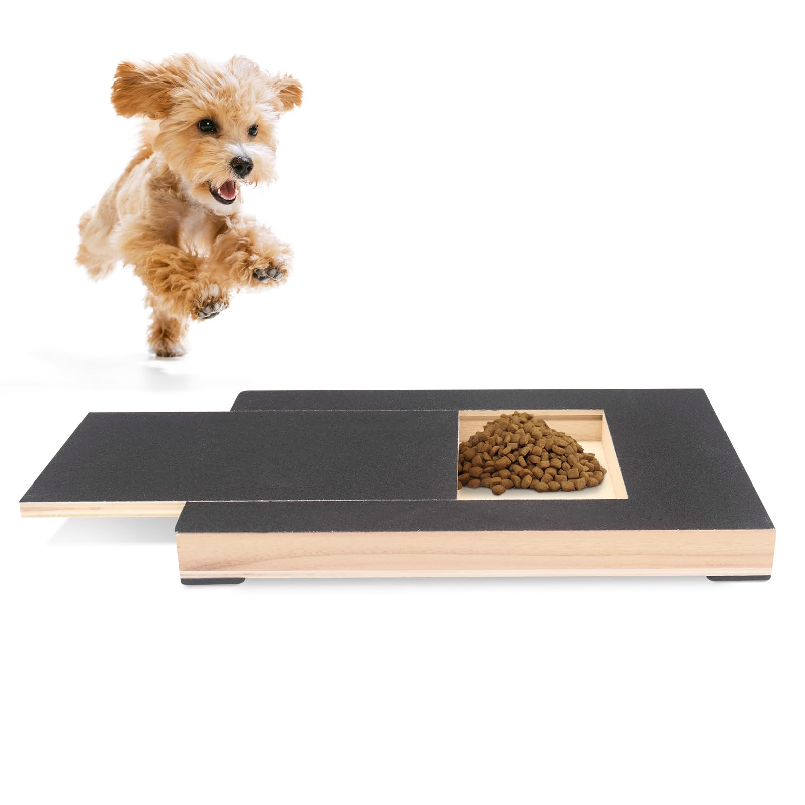 MoYouno Dog Nail Scratch Board File,Dog Claw Scratch Pad,Dog Scratch Pad with Treat Box,Wooden Nail File Board with Built