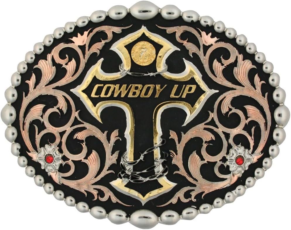 Montana Silversmiths Men's Cowboy Up Cross Buckle - 60990