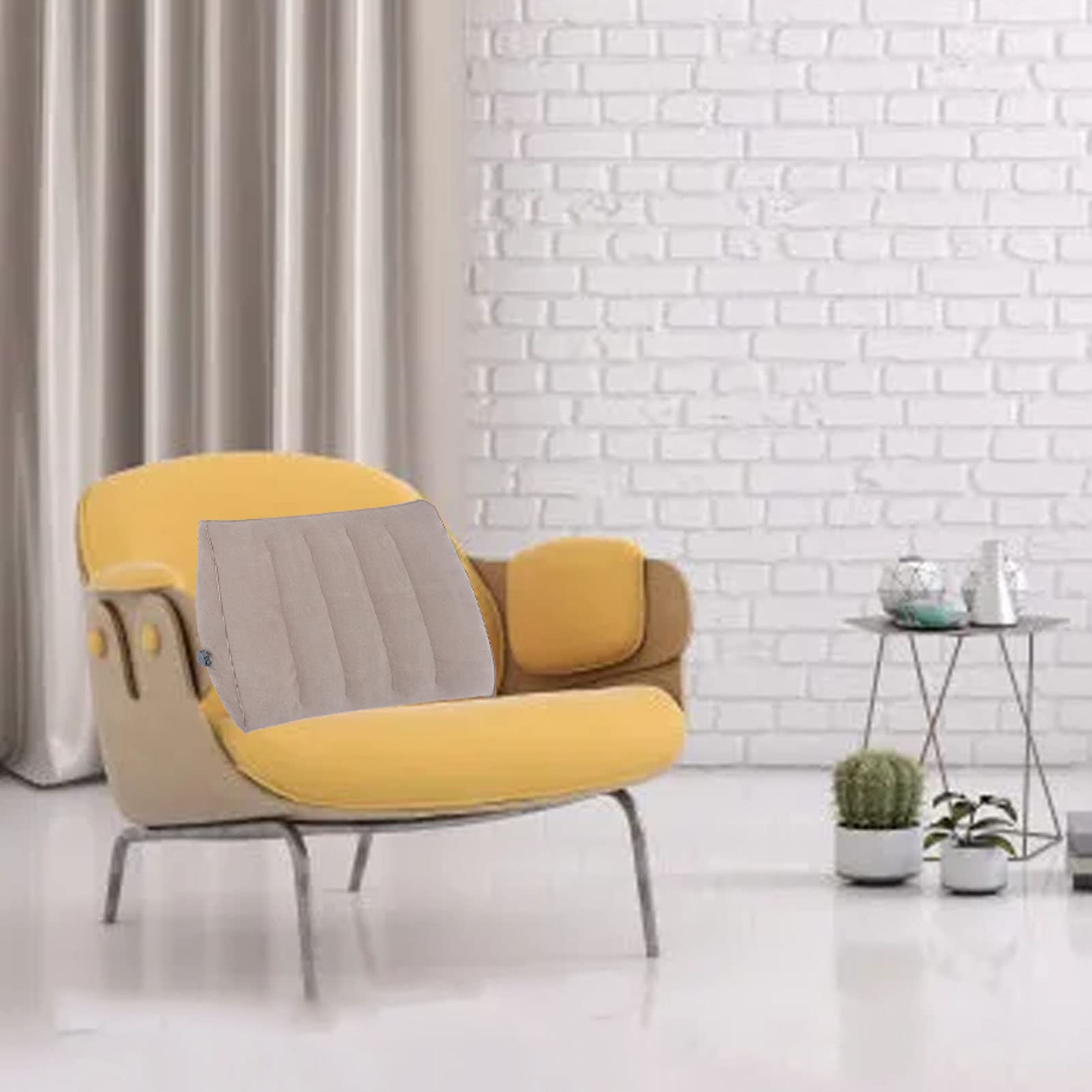 XHTLLO Gray Inflatable Lumbar Support Pillow for Car, Office, and Travel