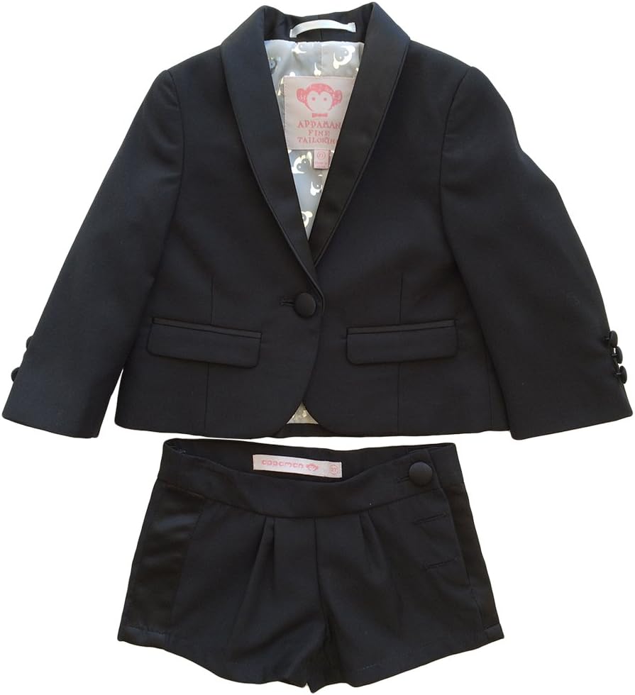 Appaman Little Girls Tuxedo Blazer and Shorts Set Black (5)
