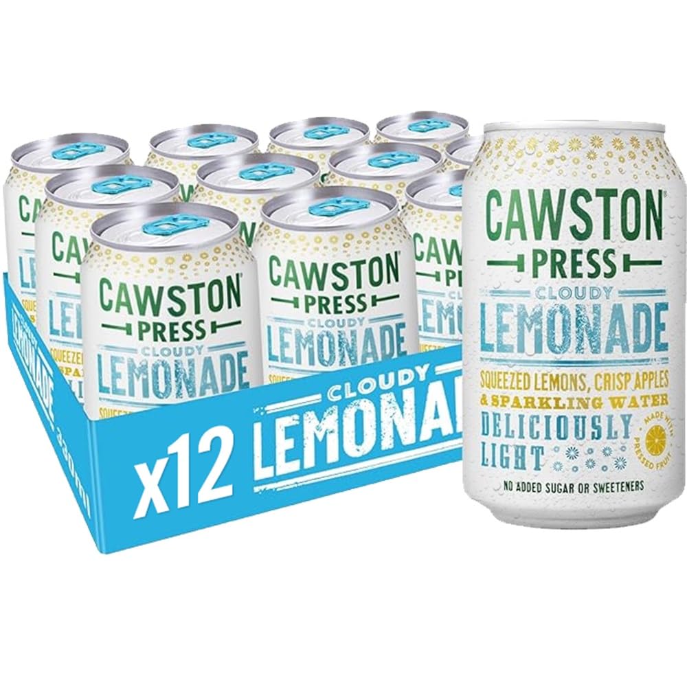 Cawston Press Sparkling Lemonade Fizzy Drink Blended With Sparkling Water, Squeezed Lemon Juice & Pressed Apple Juice (330ml x 12 cans) | Gluten Free - Vegan - No Added Sugar