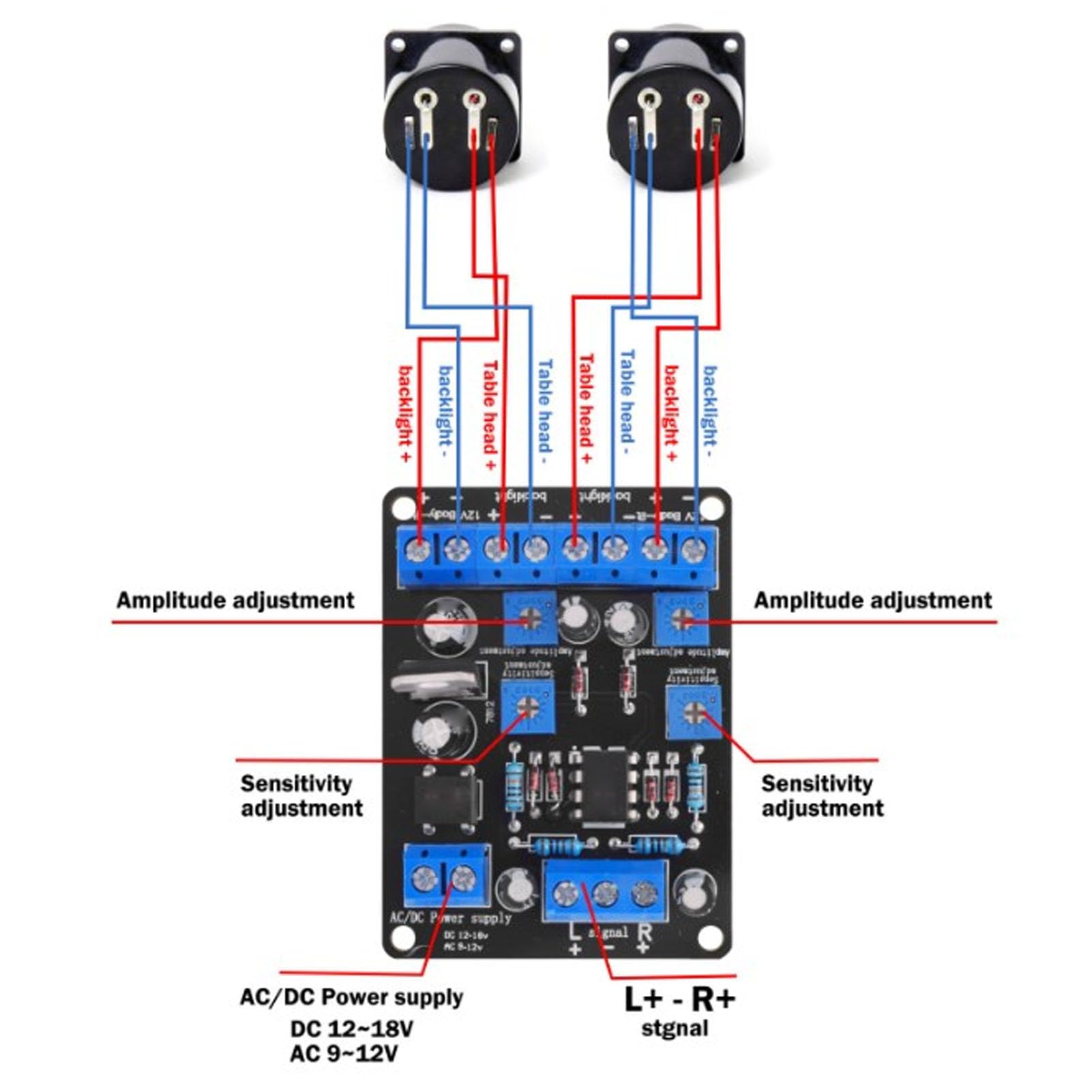 SEAFRONT Scheda Driver VU Meter Scheda Driver Livello DB Meccanismo di Azionamento della Testina Migliorato Ingresso CA 9-12 V CC 12-18 V con Regolazione di Ampiezza e sensibilità per la