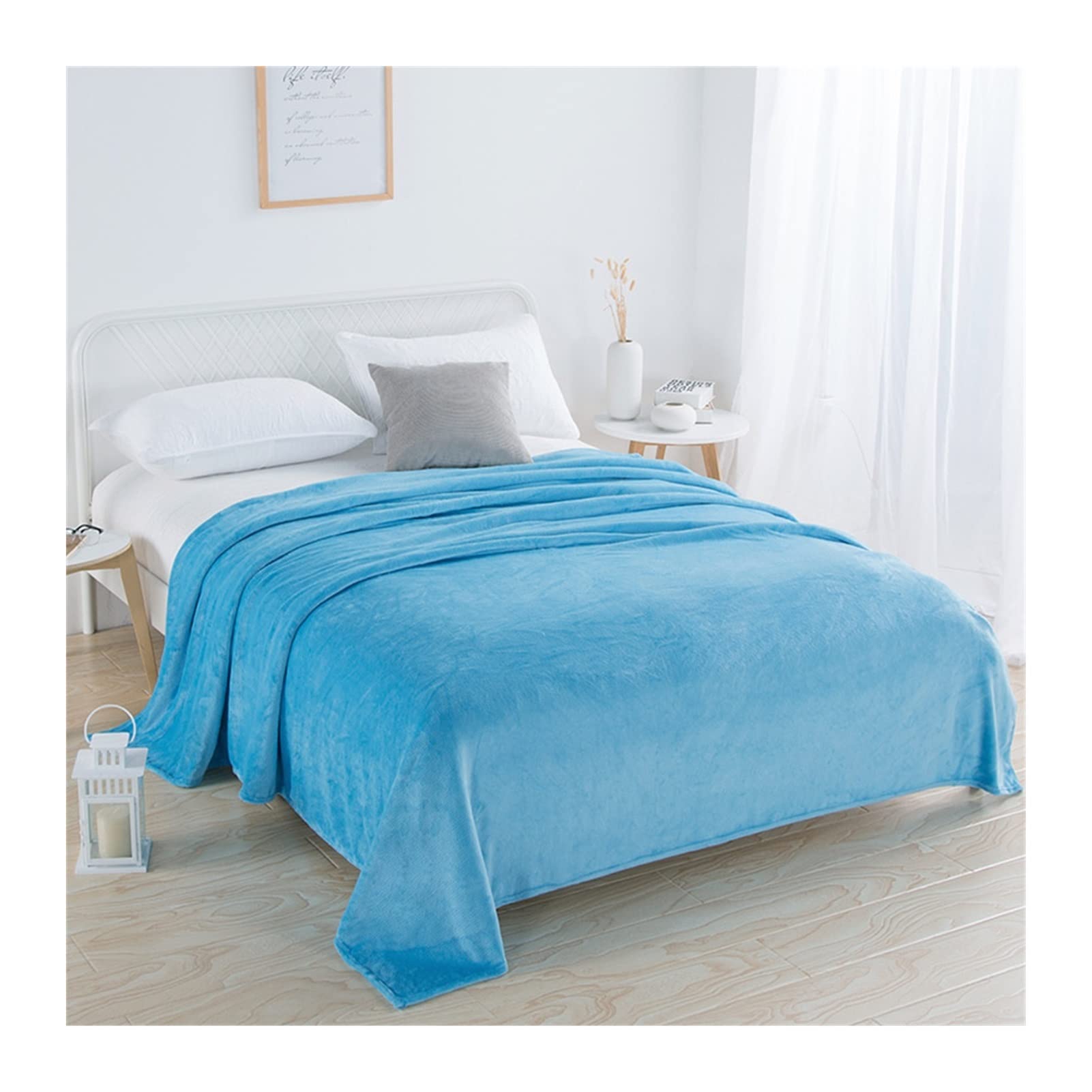EBzvblxm Cooling Blanket for Summer, Cooling Winter Plaid Blanket Multicolor Multiple Sizes(Sky Blue,200X230 CM)
