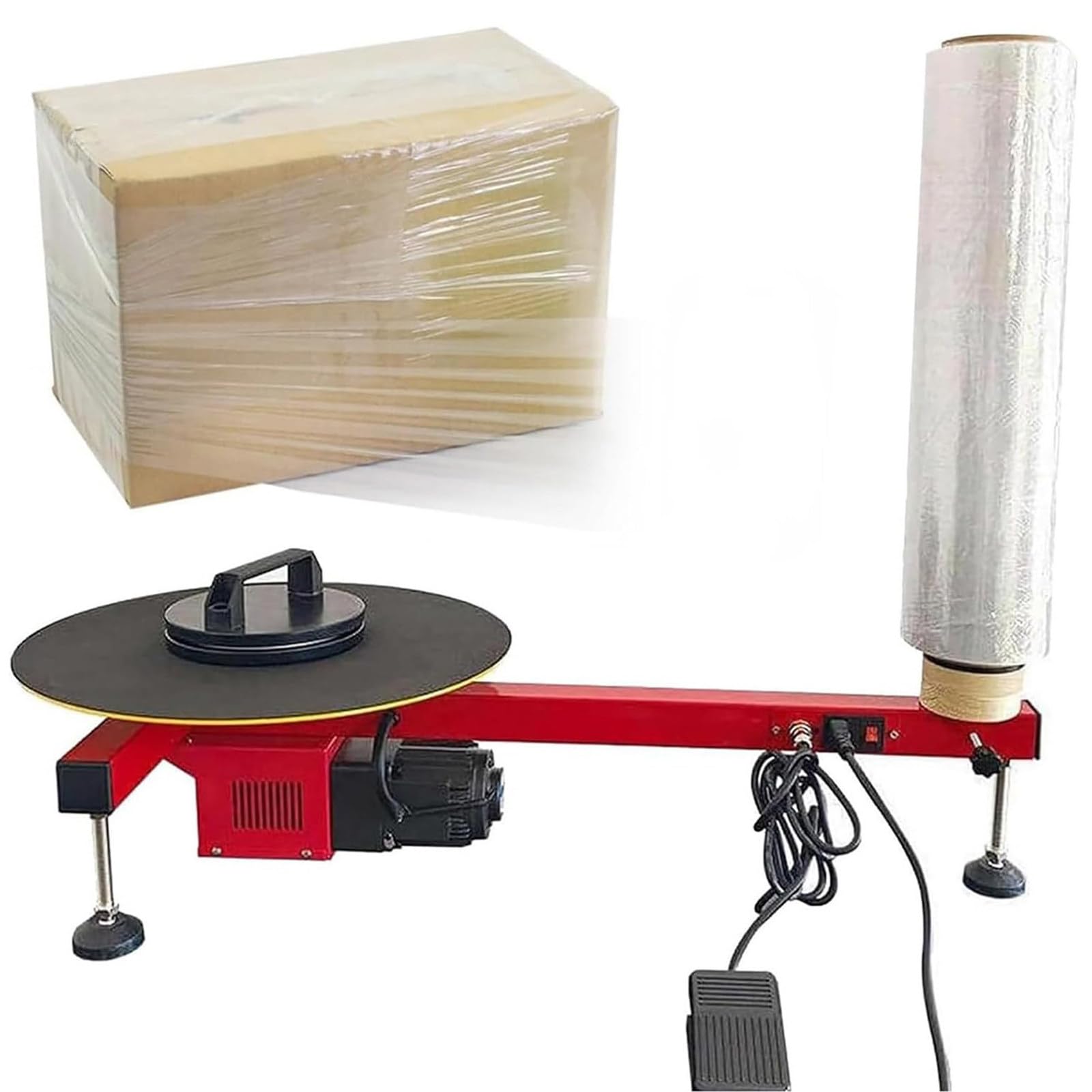 JIADUOFU Electric/manual stretch film wrapping bench heavy duty film dispenser wrap machine pallet wrap stretch film shrink wrap handle movers wrap handle, for stretch films within 70 cm.
