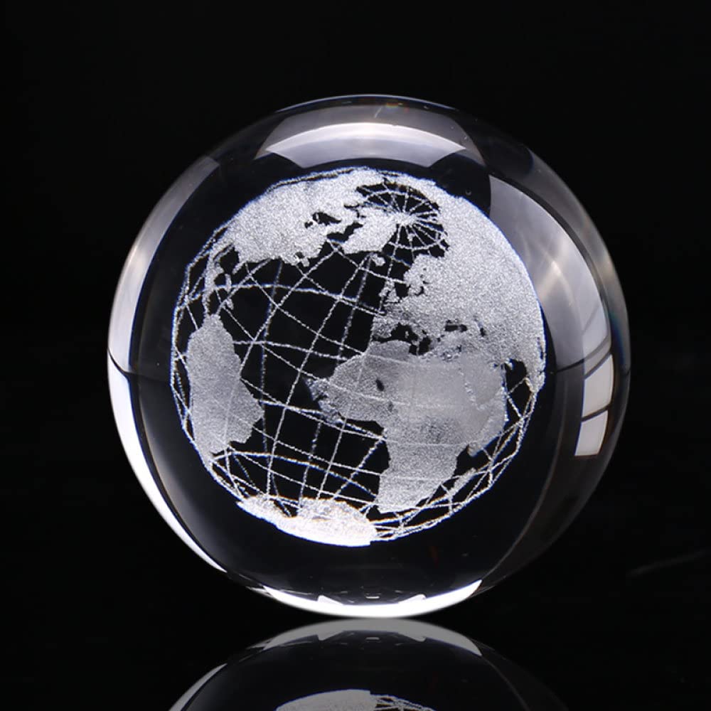 60mm 3D kryształowa kula grawerowana na szkle miniaturowy model ziemi kula kryształowy ornament do rękodzieła Globe akcesoria do dekoracji domu, jasnoszary