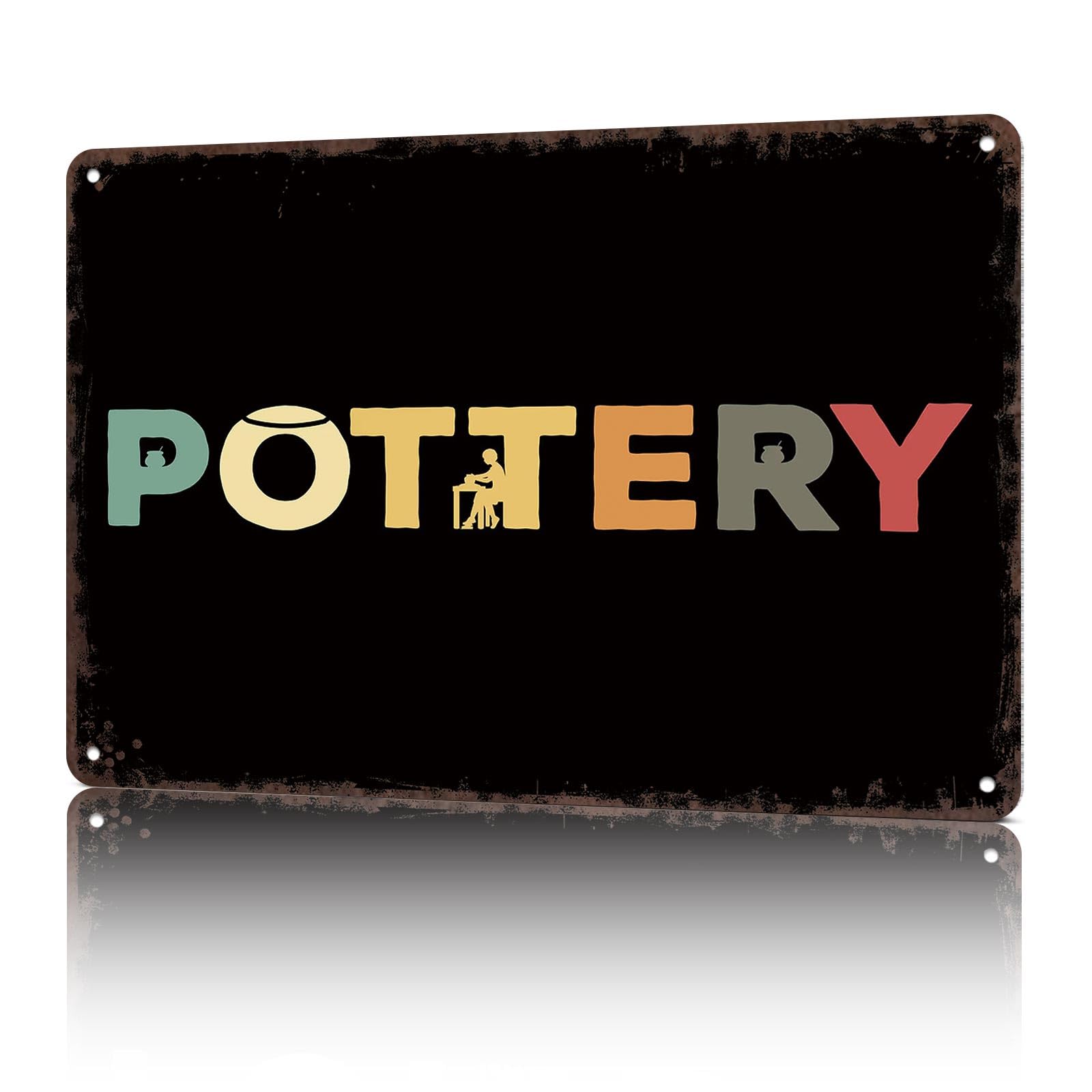 KWQDOZF Vintage Metal Signs Retro Pottery Vintage Funny Tin Sign Poster Wall Art For Home Room Bedroom Office Decor 8x12inch