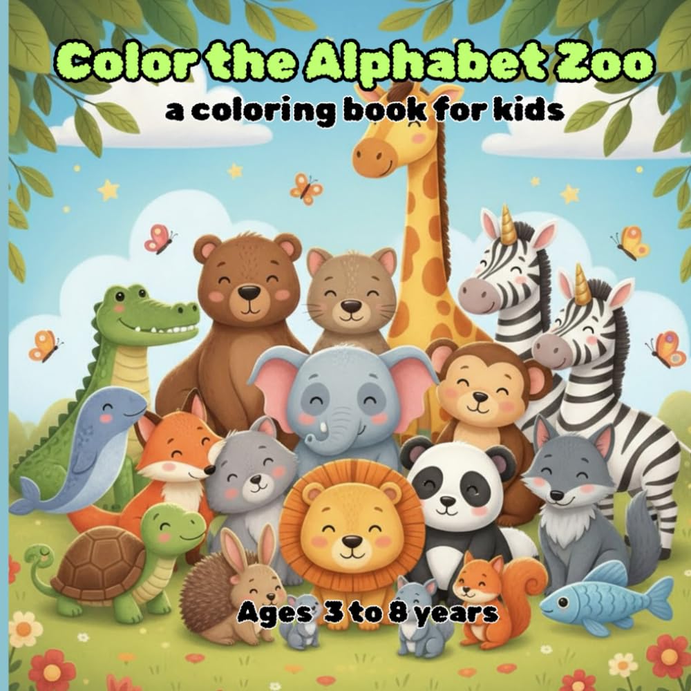 Color the Alphabet Zoo. a coloring book for kids: Cute Alphabet Animals for Kids Ages 3–8 – Fun Coloring Pages for Early Learners