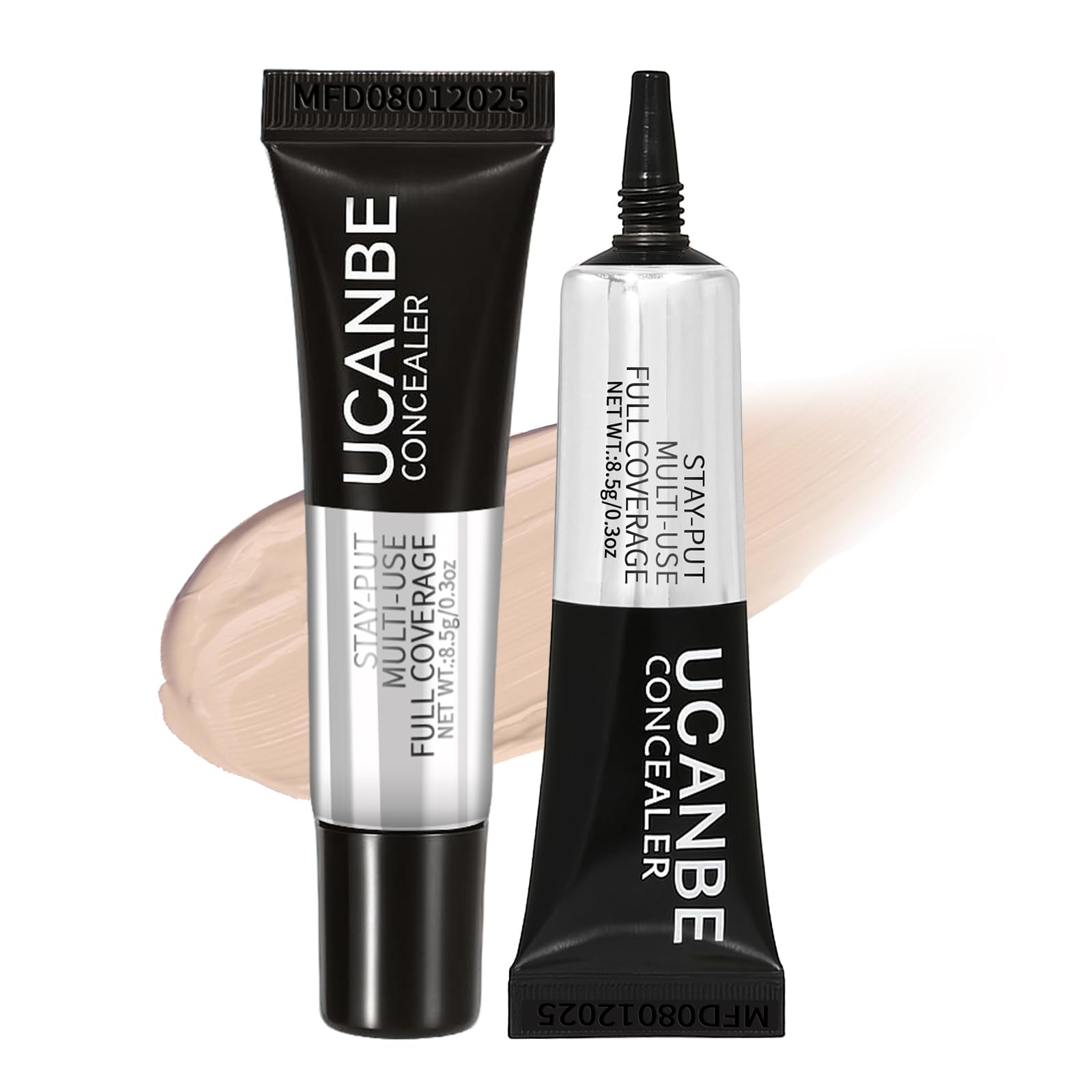 UCANBE Stay-Put Full Coverage Concealer Long-Wear Waterproof Under Eye Brightener Concealer Color Corrector for Dark Circles Acne Blemishes