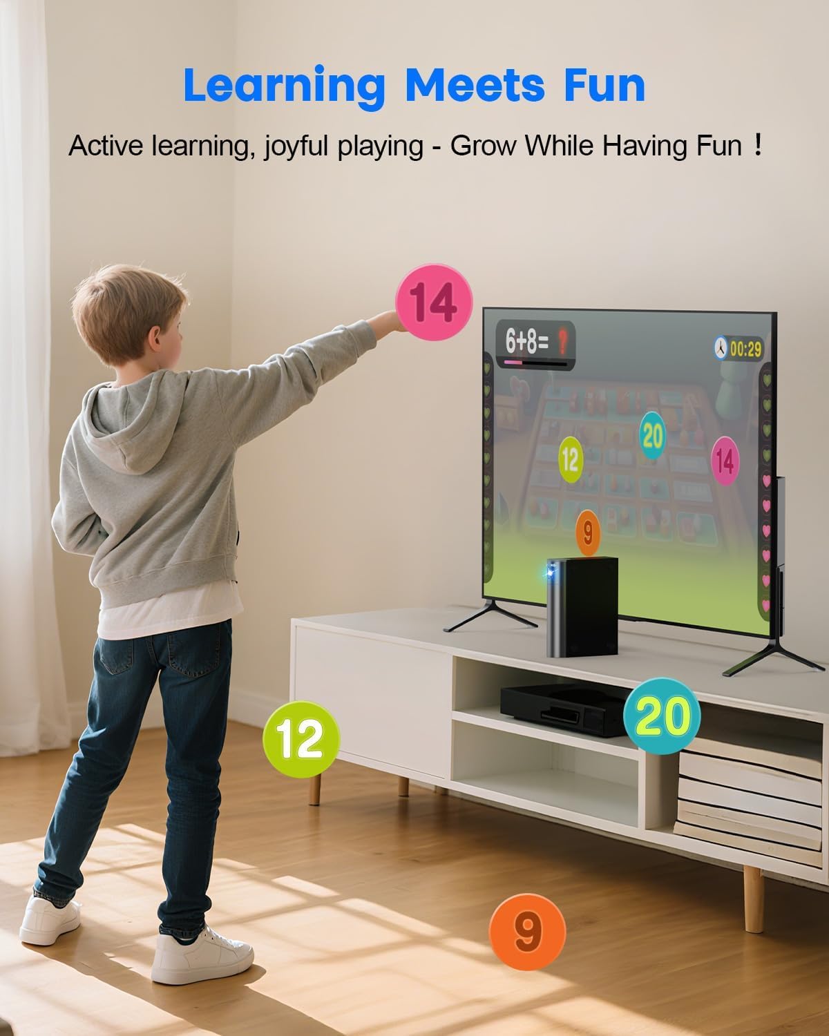 Console Giochi TV per Bambini: con Sensore di Movimento AR - Sistema Plug and Play per Sport in Casa - Videogiochi Interattivi Educativi - Idea Regalo per Bambino e Bambina 3+ Anni (Gris) | per giochi attivi al coperto momenti di divertimento in famiglia