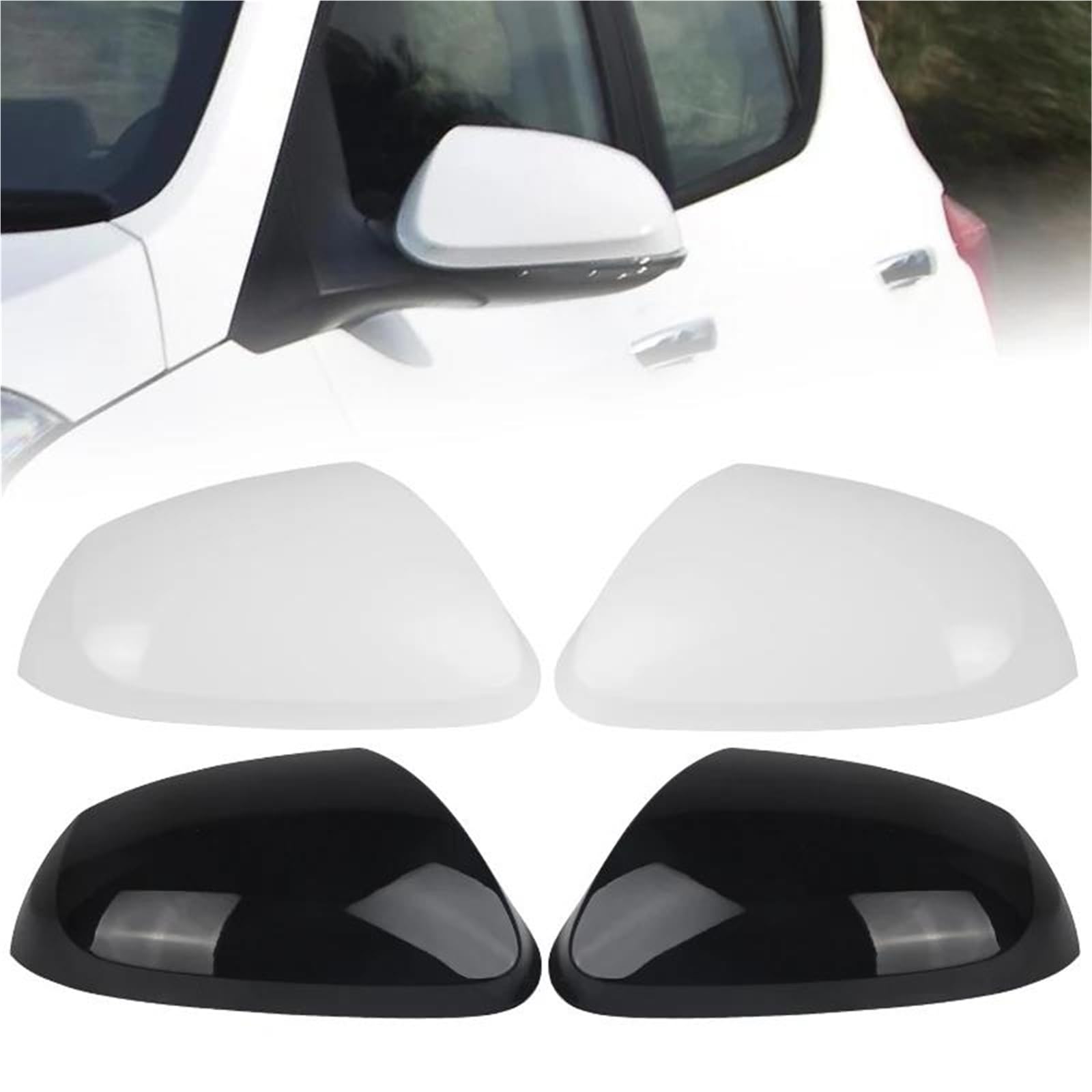 Esterno Calotta Specchietto Retrovisore Auto Per Hyundai I10 2014-2017 Nero Lucido/Bianco Primerizzato Calotta Copri Sinistro E Destro Copertura Specchietto(Primed white Left)