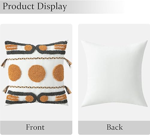 Miniatura 3 de VOGOL Funda de almohada con patrón geométrico, fundas de almohada bohemias con bordado 3D para cama, funda de cojín cuadrada decorativa para el