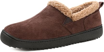Zizor Men's Warm Fuzzy Slippers Winter Suede House Shoes Indoor Outdoor Memory Foam