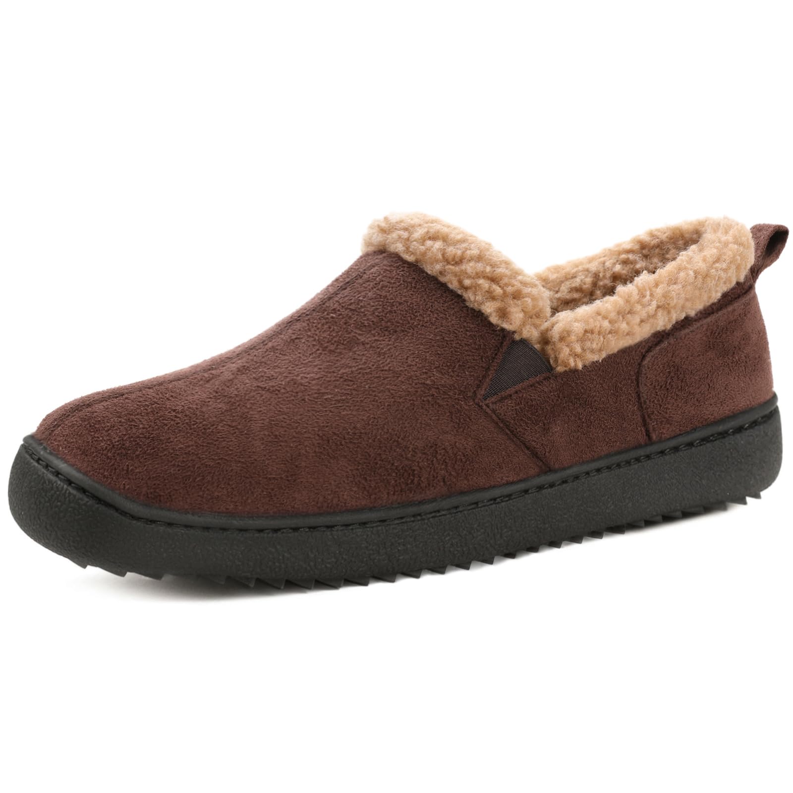Zizor Mens Warm Fuzzy Bootie Slippers Winter Suede Loafer House Shoes Indoor Outdoor with Memory Foam