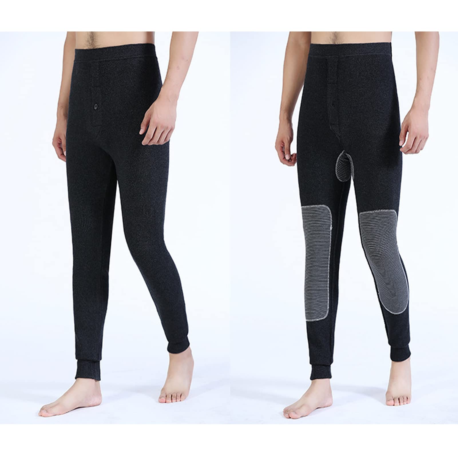 Pantaloni termici in pile da uomo biancheria intima Elasticità a vita alta pesante inverno caldo foderato lunghi Leggings pantaloni della