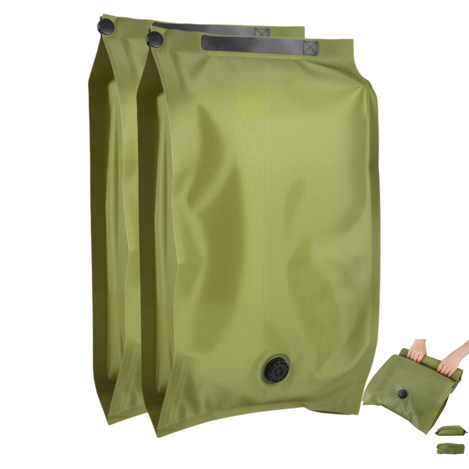 Reusable Fabric Vacuum Seal Bags for Clothing โ Compression Travel Essentials with No Pump โ Manual Exhaust, Tear-Resistant Oxford Cloth for Luggage, Closet & Packing Organization (Military Green-2L)