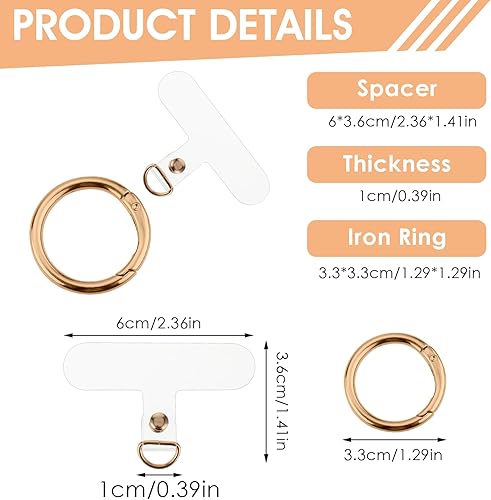 Miniatura 4 de simarro 6 piezas de cordón para teléfono con 6 anillos de resorte de metal, correa universal para teléfono, conector multifuncional para teléfono