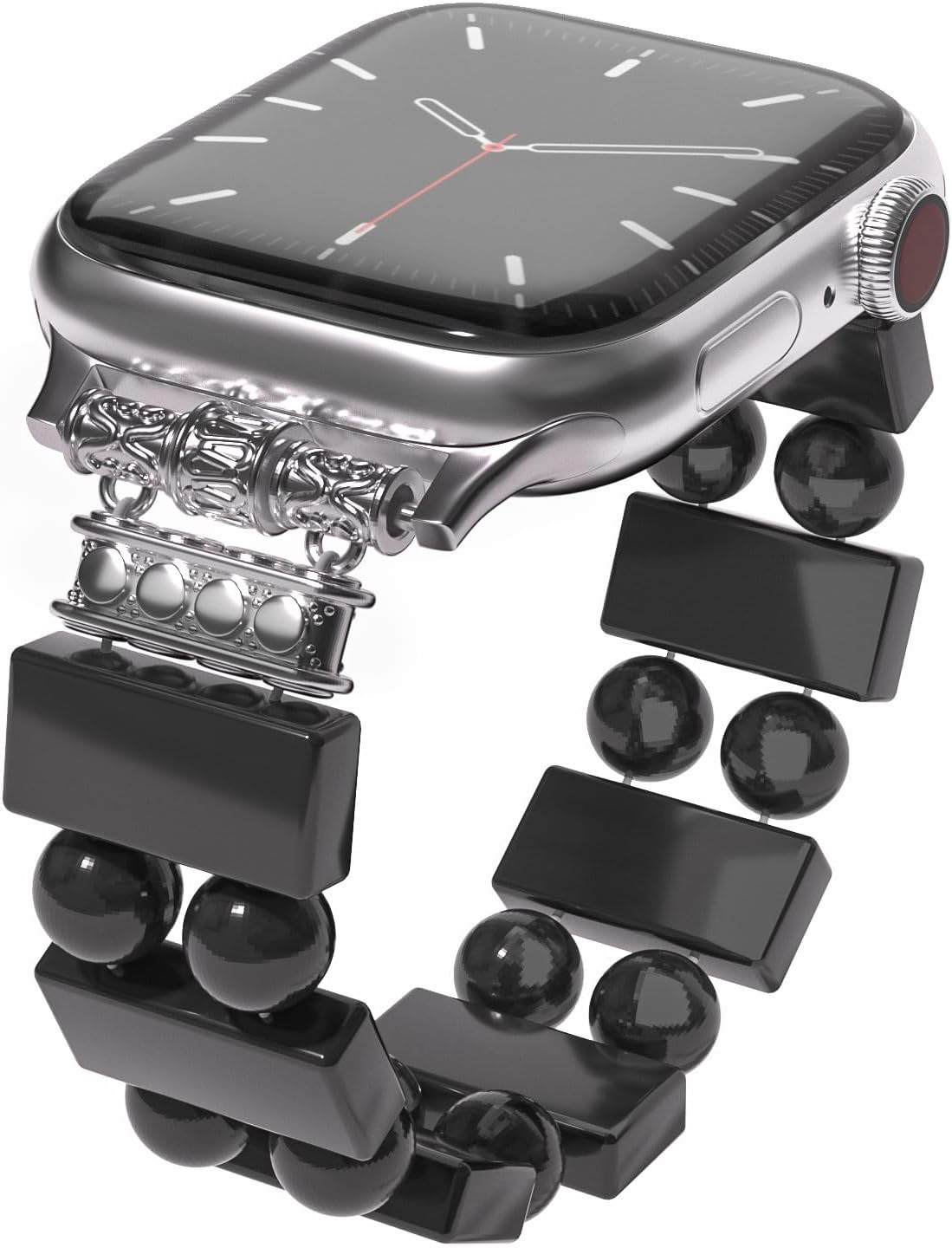 Boho Natural Stone Bracelet Compatible with Apple Watch Band 38mm/40mm/41mm Series 10 9 8 7 SE Women, Handmade Obsidian Stones Elastic Stretch Strap for iWatch Bands Replacement (Black/38S) - Image 7