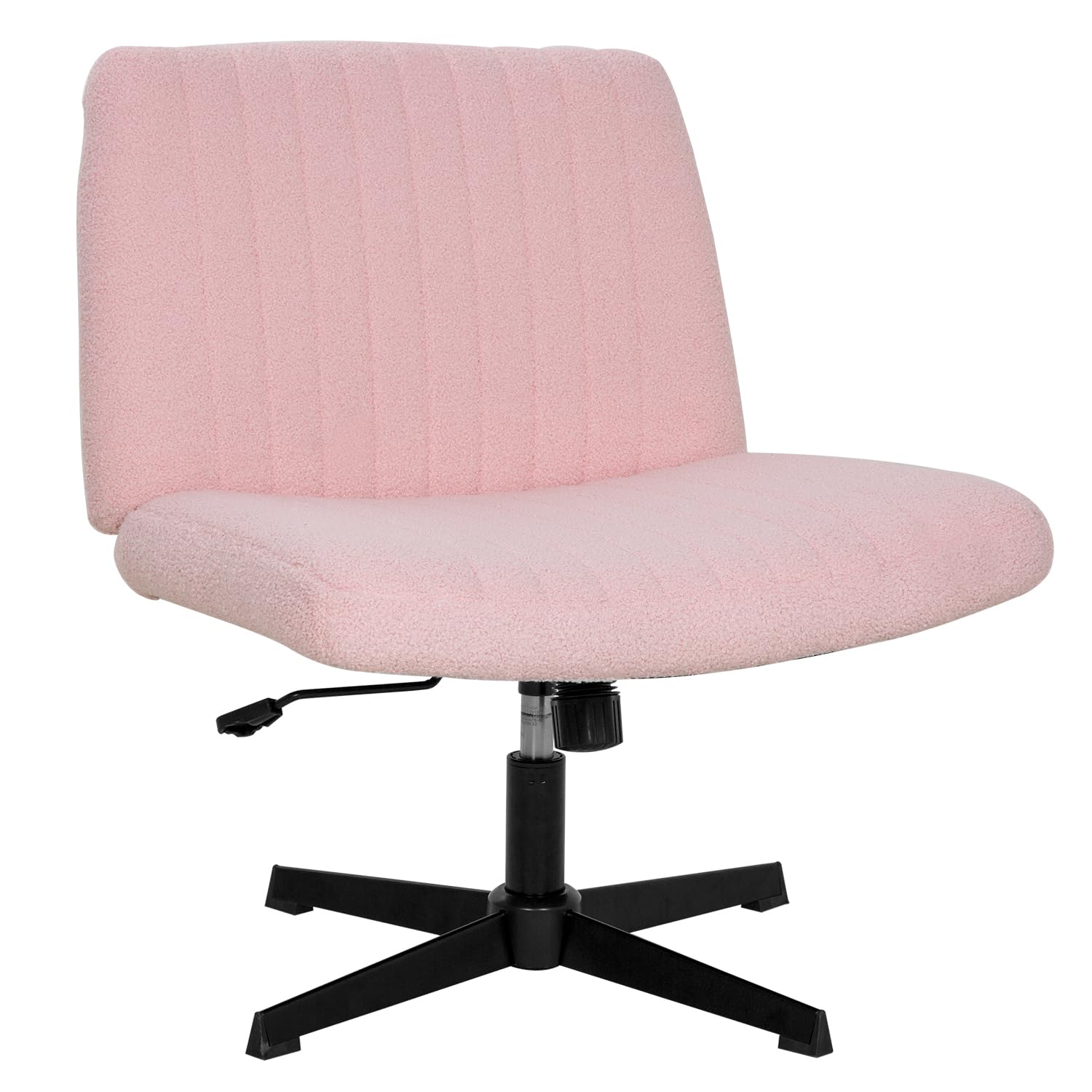 PayLessHere | Criss Cross Chair | Pink | Wide, Armless Desk Chair Without Wheels | 360 Swivel, Height Adjustable & Stable Metal Base | for Office,