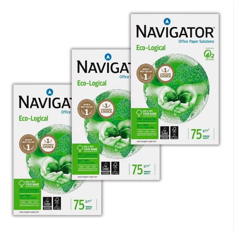 Navigator Eco-Logical Din A4 75 gramos, 3 paquetes de 500 hojas (1500 hojas)