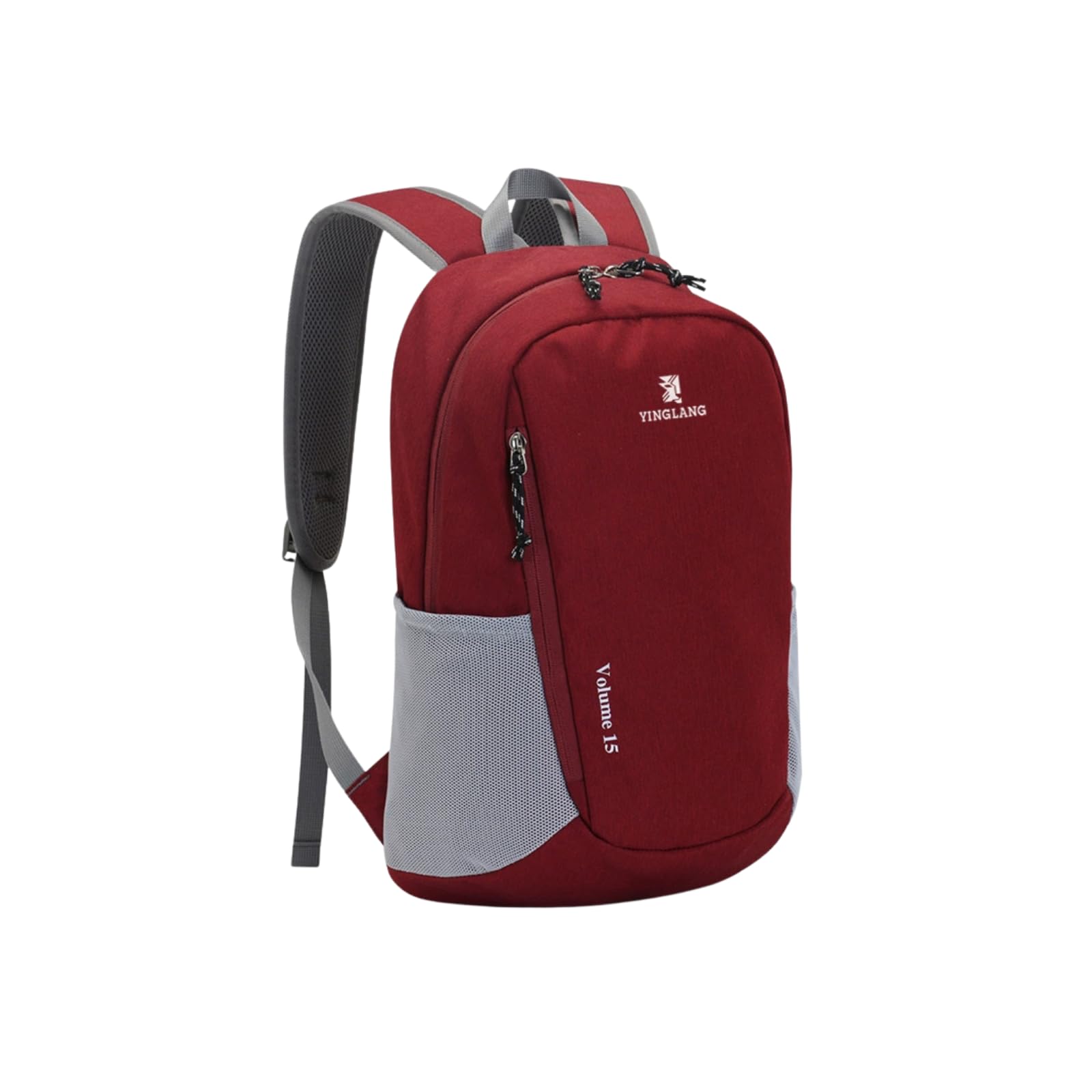 YIXING-H men's and women's small hiking backpack /15L lightweight waterproof travel daily bag (wine red)
