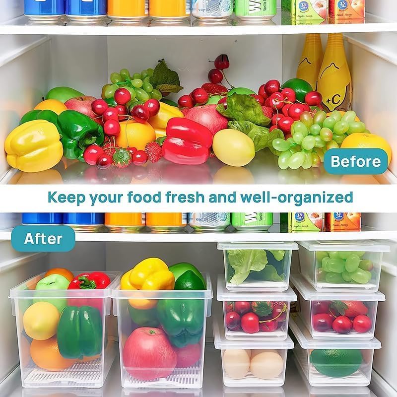 Image of RAYMOX Streamline Your Kitchen With Fridge Storage Boxes And Organisers Essential Fridge Organiser Items For Optimal Kitchen Storage Solutions With Kitchen Organizer Items And Storage (Set of 2)