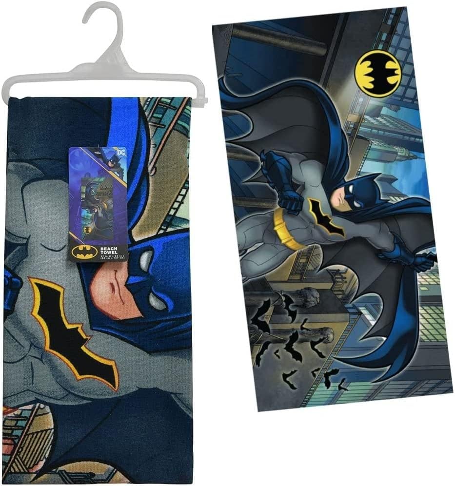 DC Toalla de playa Batman de 54 x 27 pulgadas, súper suave, absorbente, sin arrugas