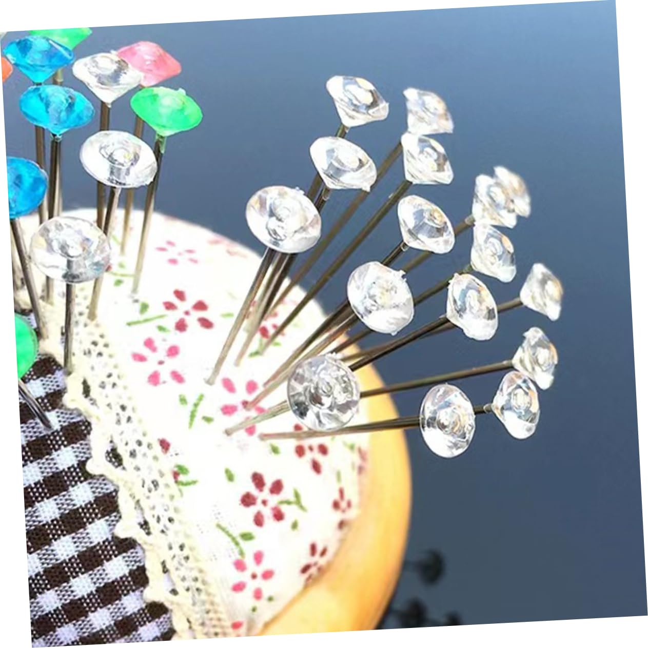 ERINGOGO 10 Pack Diamond Positioning Pin Jewelry Making Head Pins Craft Embellishments for Wedding Flower Bouquet Cross-Stitch Fabric Sewing