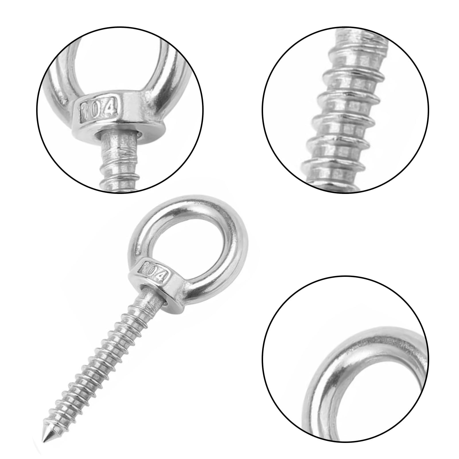 4 viti con occhiello in acciaio inox M10, ganci da soffitto per carichi pesanti, viti ad occhiello, vite ad anello m10, occhielli a vite, per stand amaca, sedia a dondolo, yoga, applicazioni pesanti