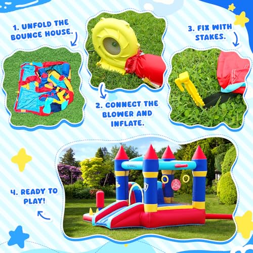 GYMMALL Bounce House for Kids 3-10, Large Inflatable Bouncy Castle with Slide Ball Pit Climbing Jumping, Bouncy House with Air Blower, Bounce Castle for Indoor Outdoor Party Birthday (9x8.7x7 FT) - Thumbnail 6