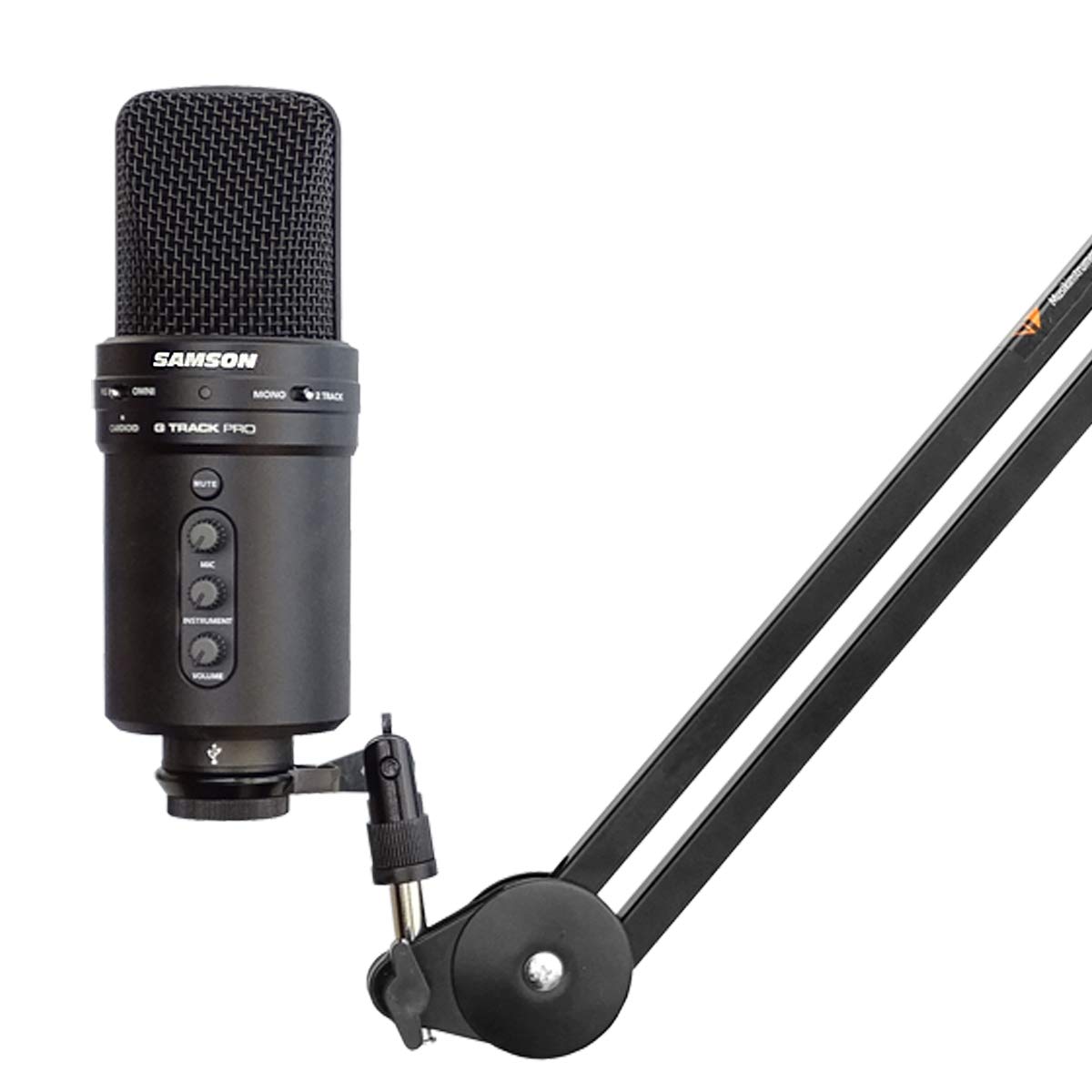 SAMSON G-Track Pro USB-Mikrofon + keepdrum MS138 Mikrofonarm Gelenk-Stativ