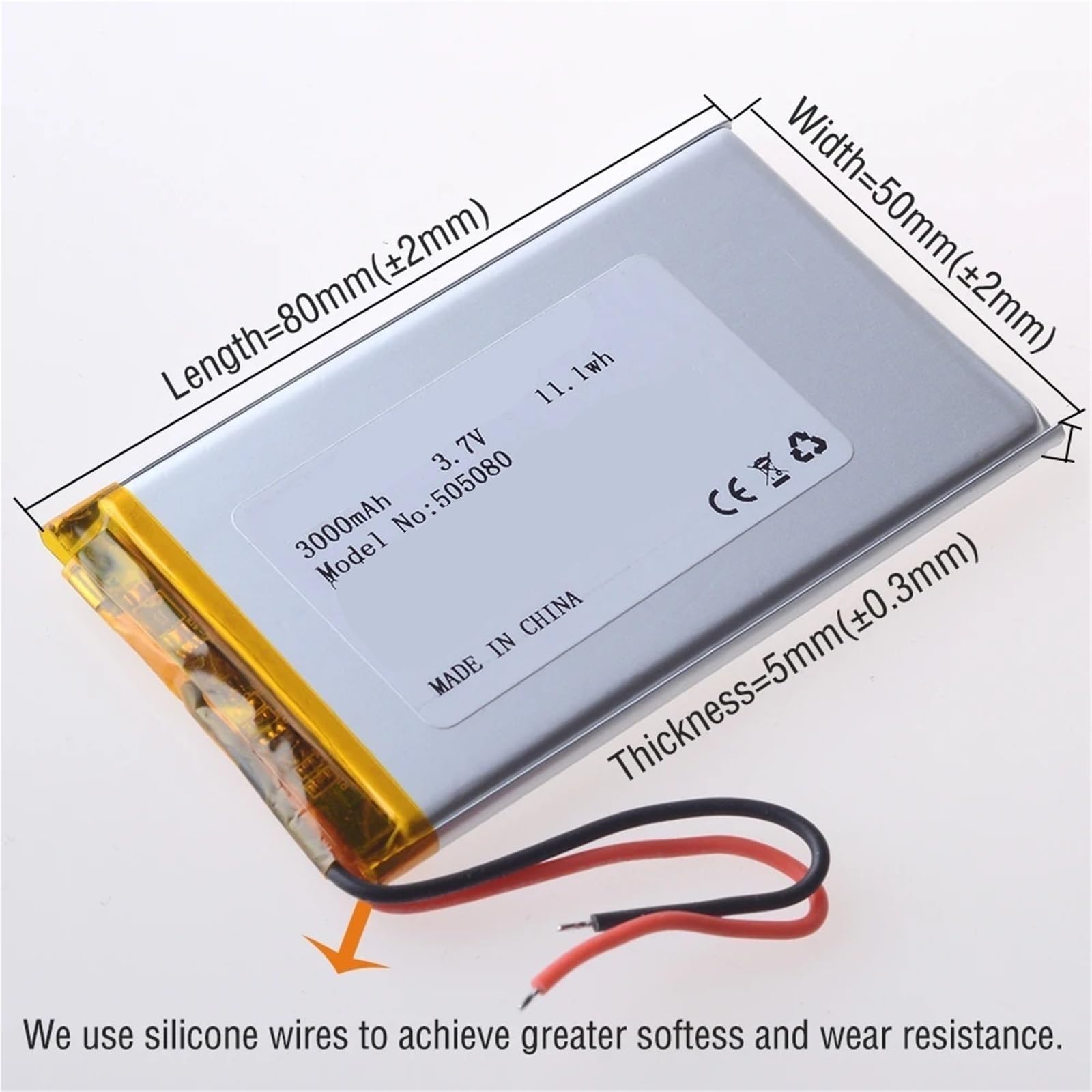 505080 da 3000 mAh, 1 pezzo(2.0 3P)