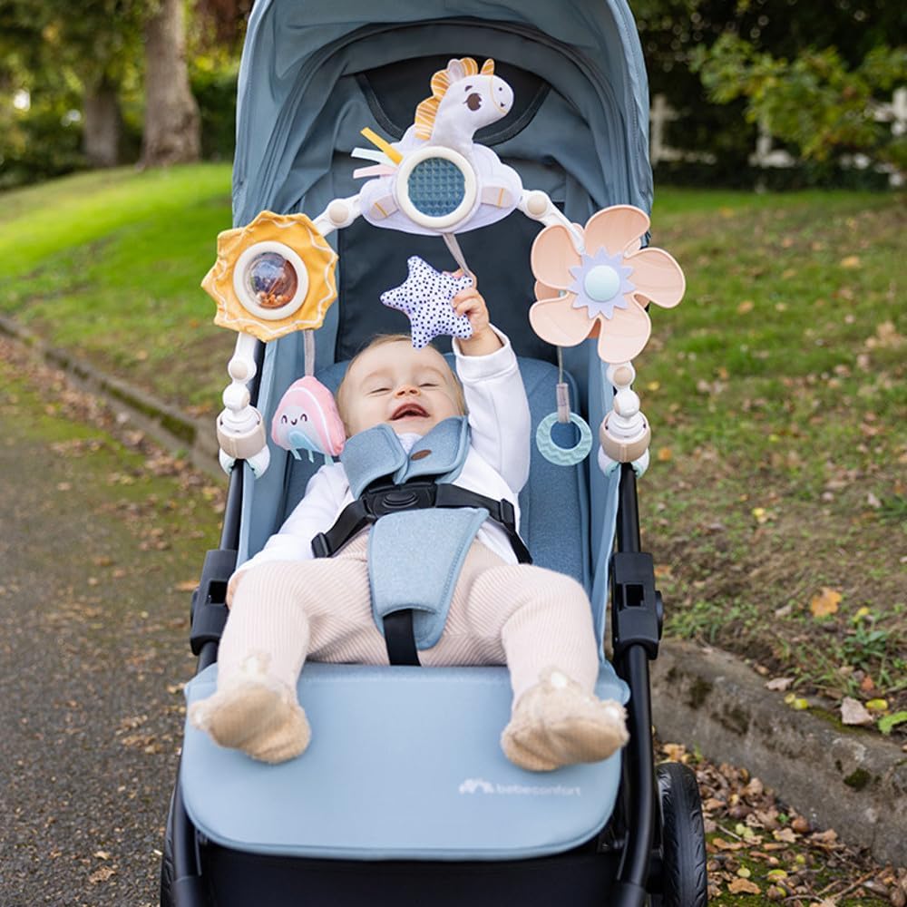 Tiny Love Arche d’éveil Sunny Stroll avec 6 Jouets activés par bébé, dès la Naissance, Clips réglables compatibles avec la Plupart des poussettes, Mobile Musical Magique, Unicorn Wonderlands
