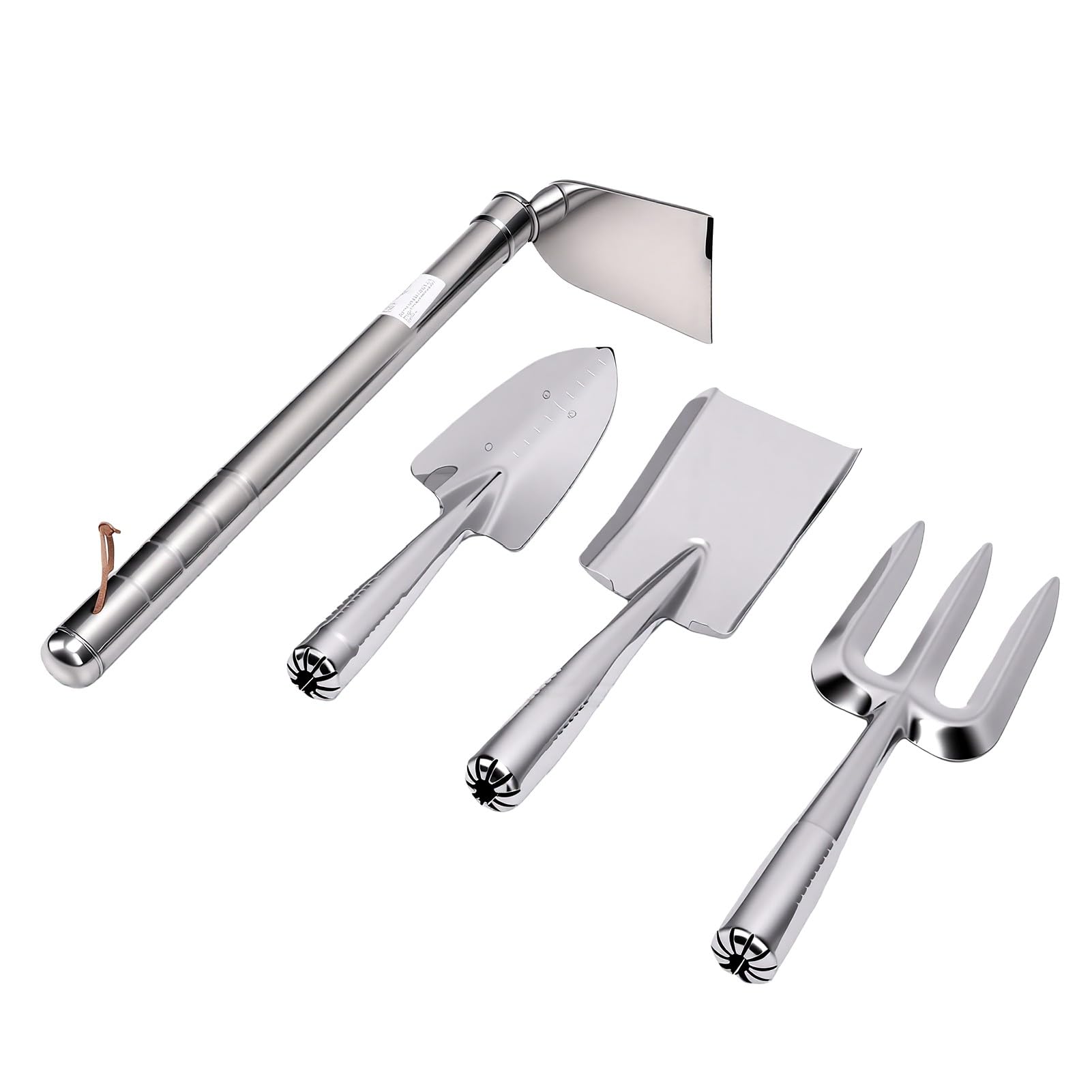 Garosa Set di 4 Attrezzi da Giardino in Acciaio Inossidabile con Manici Ergonomici Antiscivolo per Scavare, Diserbare, Piantare, Coltivare