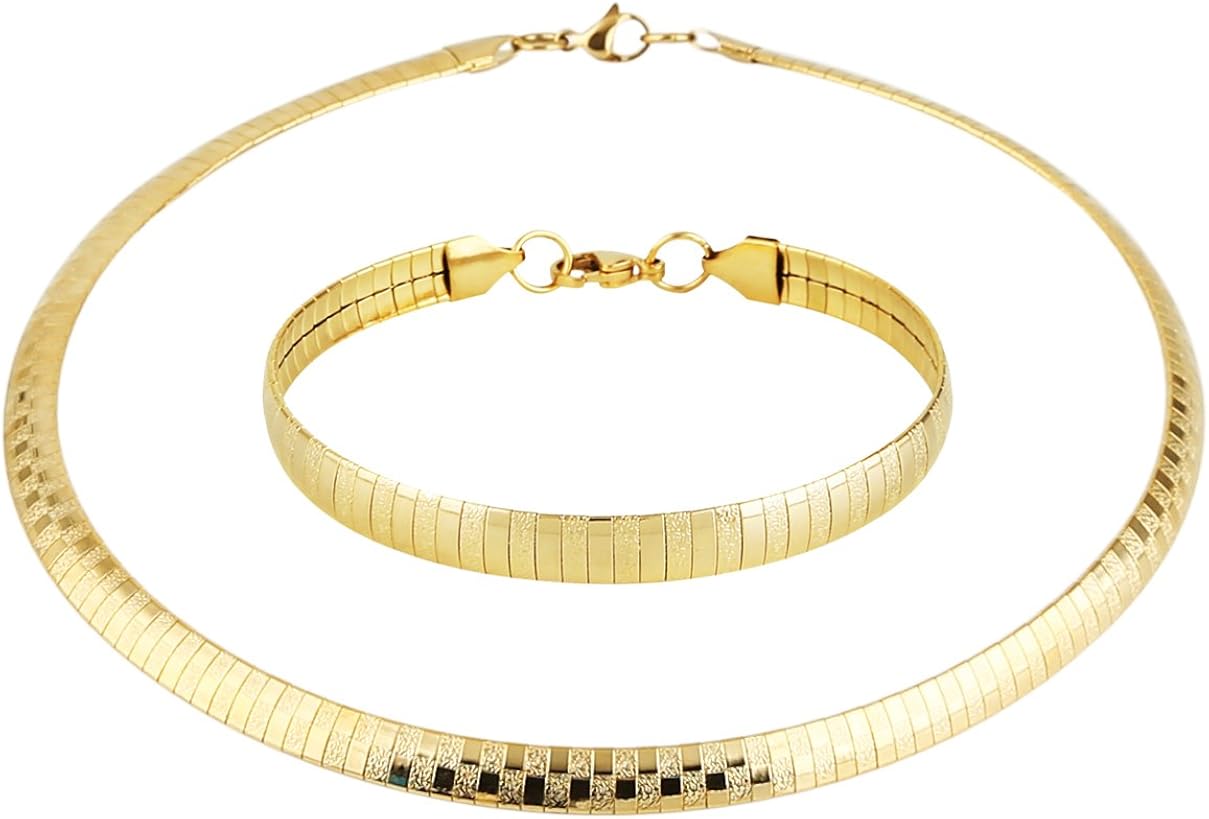 Bеѕt Quаlіtу 🔥 HZMAN Stainless Steel Omega Chain 8mm Solid 18 inch Necklace and 8.5 inch Bracelet Ste