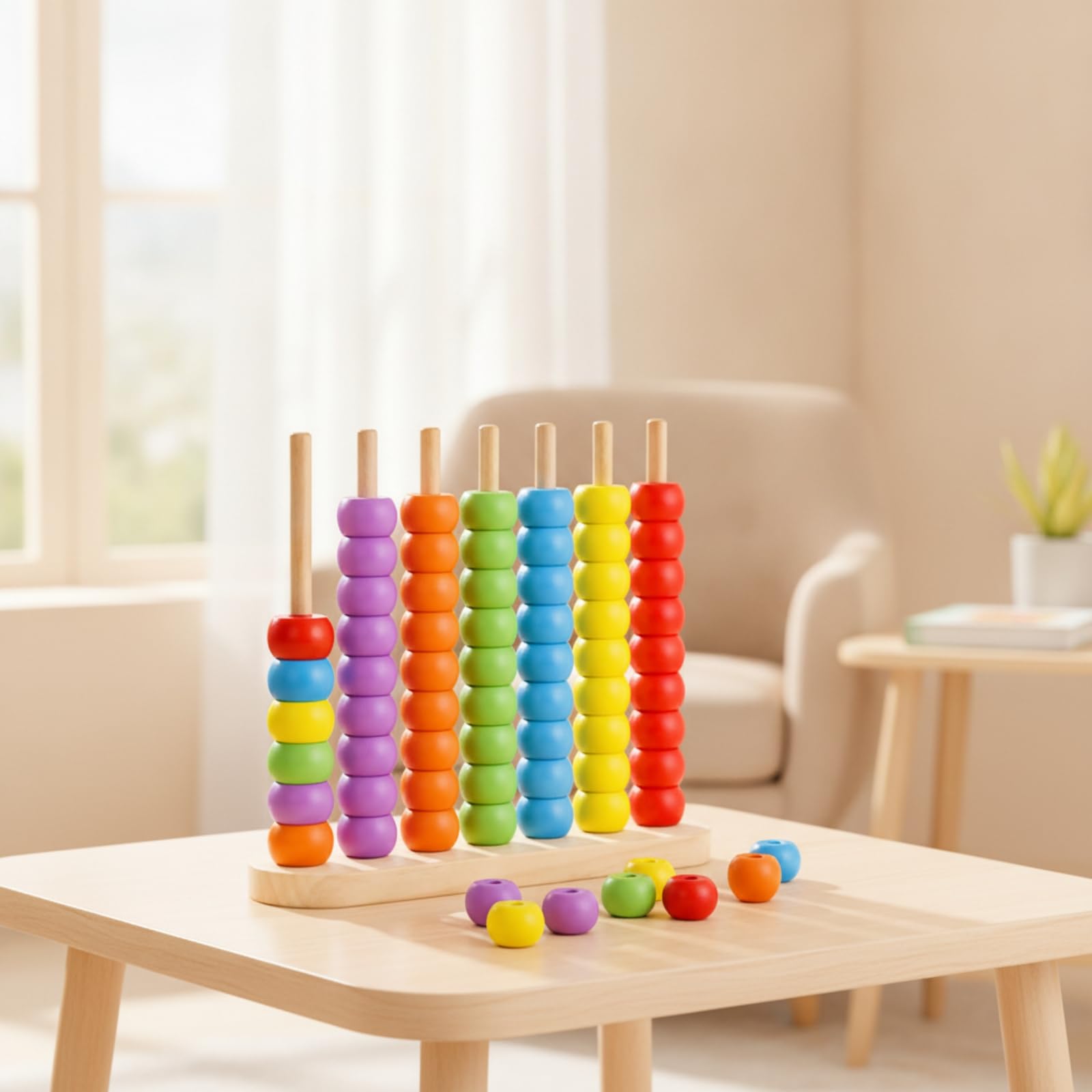 Boulier en Bois Mathématique Boulier avec Tiges Coloré pour Enfants, Bébés, Maison, Maternelle