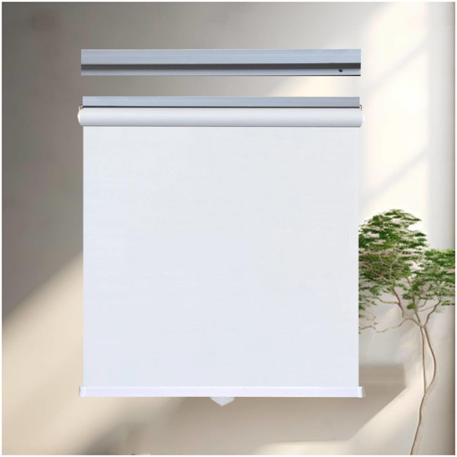 Blackout Roller Shades for Windows, Blackout Curtains No Drilling, Sun Protection and Privacy Blinds, 45x125/60x150/85x200cm Retractable Sunshade Roller Blinds,white-110x200cm/43 * 79in