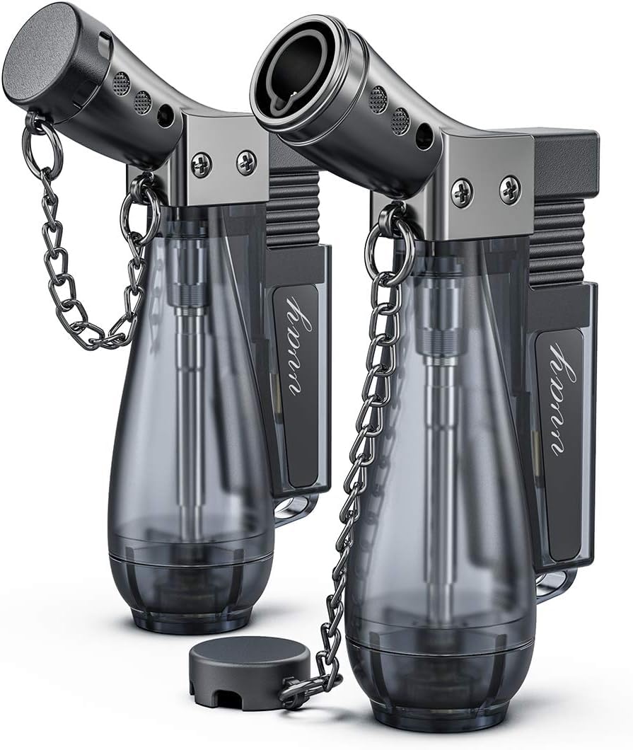 2 Pack Jet Lighter Gas Butane Refillable Adjustable Flame Torch Lighter Fuel Not Included