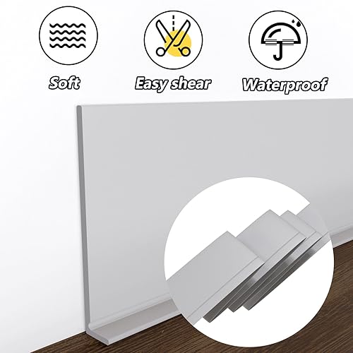 Miniatura 10 de Base de pared de vinilo flexible para zócalo de 5 pulgadas x 20 pies, autoadhesiva, base de suelo de goma para despegar y pegar, molduras de esquina