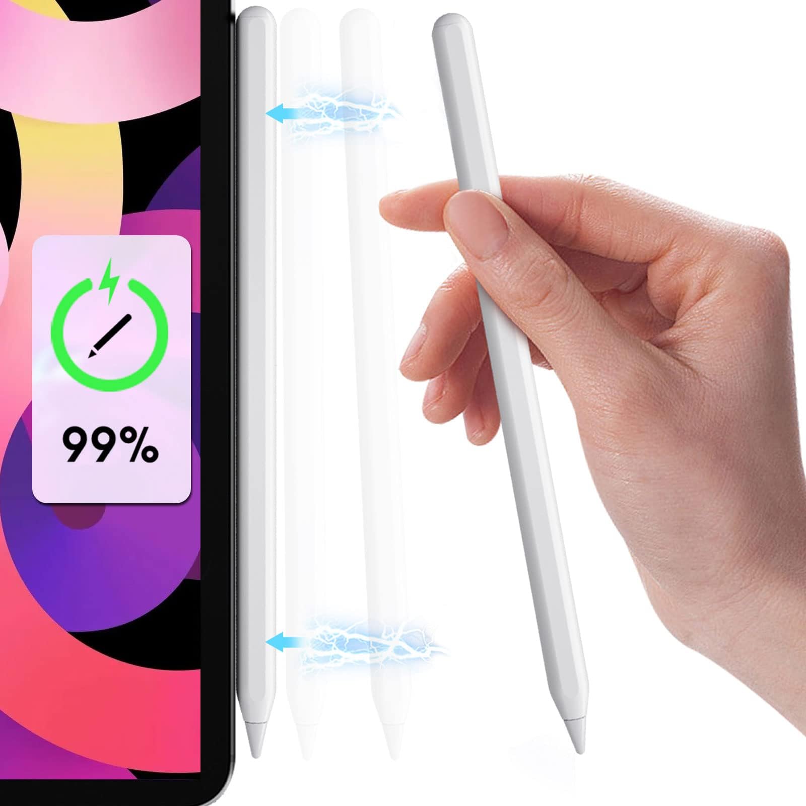 Stylus Pen for iPad Pencil 2nd Generation [Wireless Charging/Palm Rejection/Tilt Sensitive] Compatible for Apple iPad Pro 1/2/3/4/5th 11/12.9inch,iPad Air 4/5th,iPad Mini 6th Active Drawing Pen